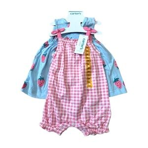 Carter's Baby/Toddler Girl 3 Piece Romper/Dress Set Size 3M 24M